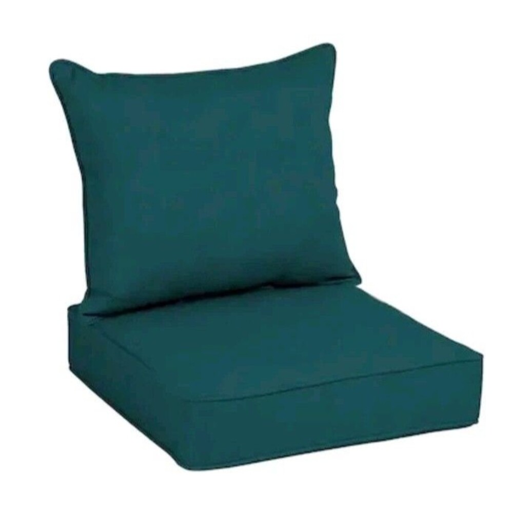 Allen+Roth w STAINMASTER 2PC Madera Linen Deep Seat Patio Chair Cushion, Deep La